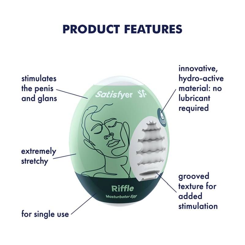 Satisfyer Masturbator Egg Riffle On The Go Pleasure With A Textured Twist