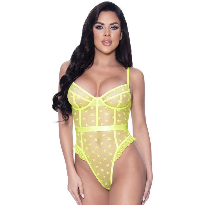 Exposed Lingerie High Leg Star Teddy