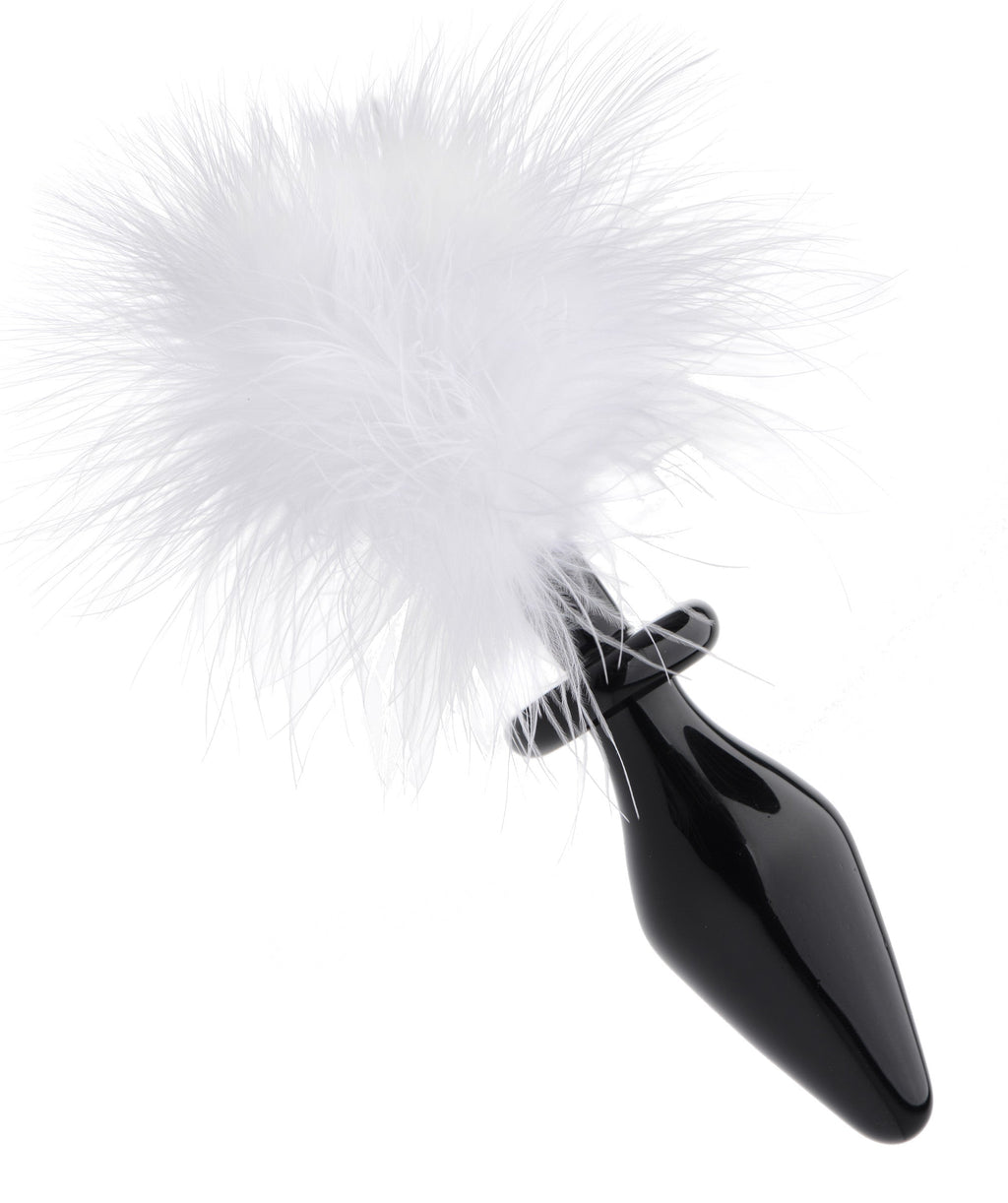 Tailz White Fluffer Bunny Glass Anal Plug