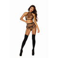 Dreamgirl Bralette Garter Belt W String Set Black