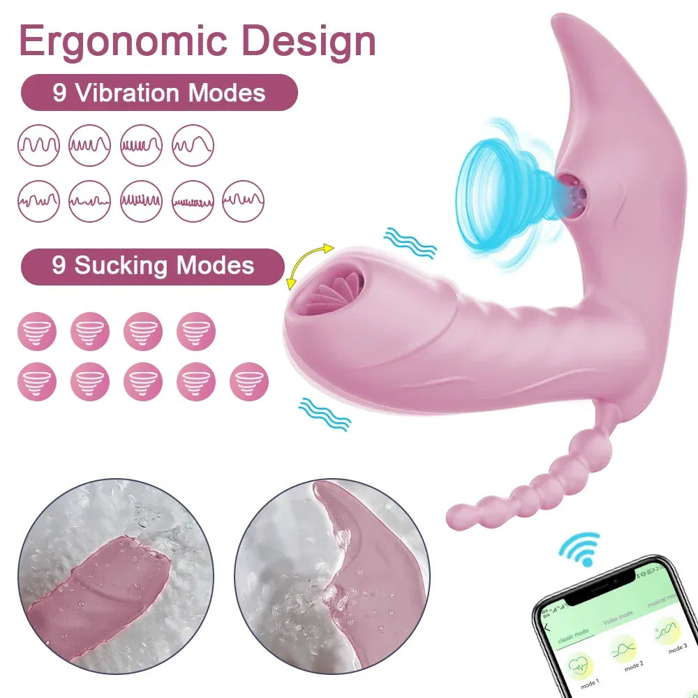 Wireless Remote Control Dildo Vibrator 3 In 1 Stimulator for Women - Purple
