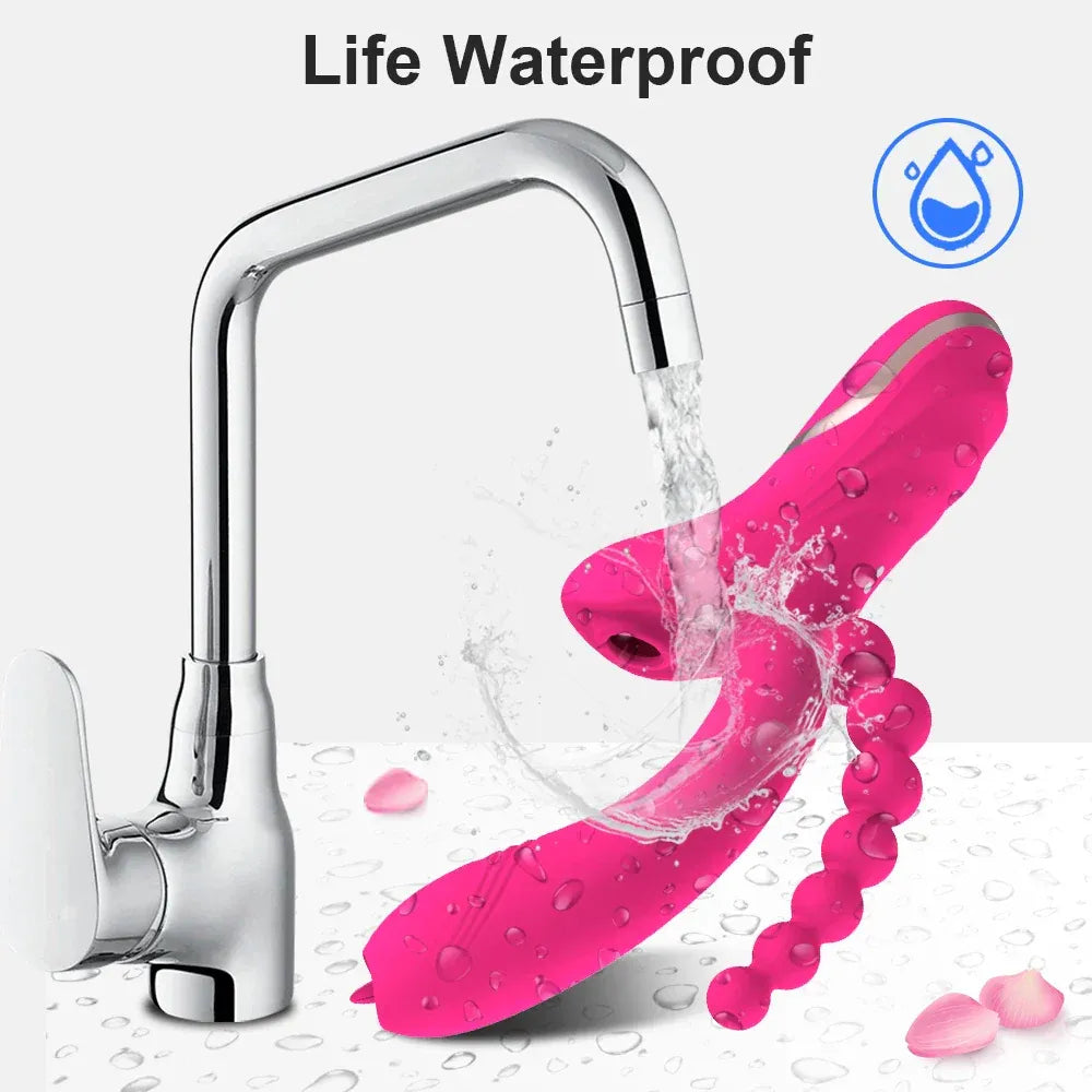 3 In 1 Clit Sucking Vibrator for Women G Spot Vagina Anal Stimulation Female Masturbator - Zd014 Purple