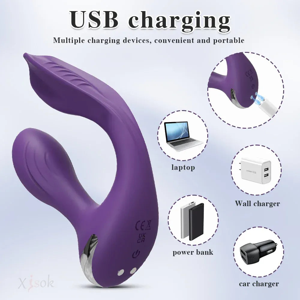 App Control Dual Ended Vibrator for Women Clit Anal Stimulation Couples - Red