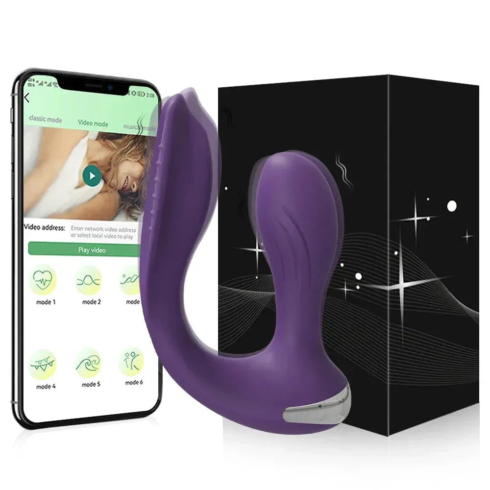 App Control Dual Ended Vibrator for Women Clit Anal Stimulation Couples - Red
