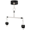 Adjustable PU Leather Collar & Locking Handcuff Spreader Bar Set - Adult Novelty Restraint(black)