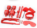 10-Piece Plush Lined Adjustable Restraint Kit with Rope & Accessories for Couples(red)