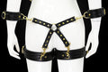 Adjustable PU Leather X-Harness Restraint Set with Cuffs - Playful Bondage Accessory(Black)