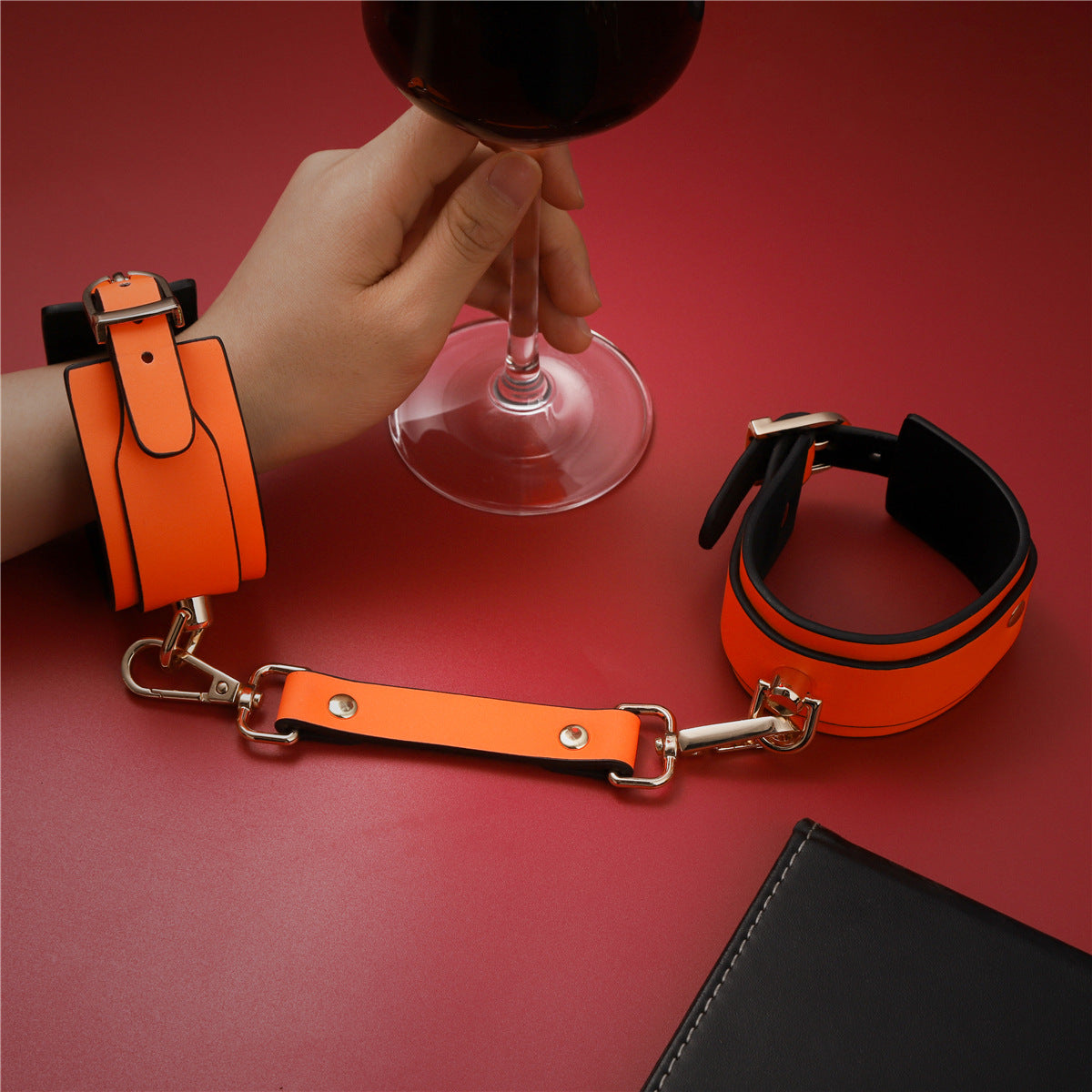 Adjustable PU Leather Bondage Cuff - Wrist/Ankle Restraint, Sold Individually(Luminous pink-anklet)