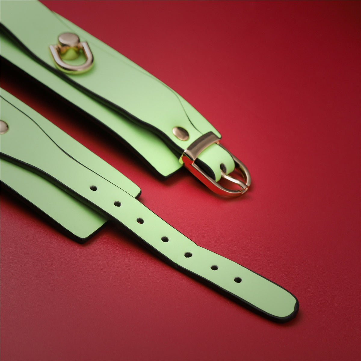 Adjustable PU Leather Bondage Cuff - Wrist/Ankle Restraint, Sold Individually(Luminous orange-anklet)