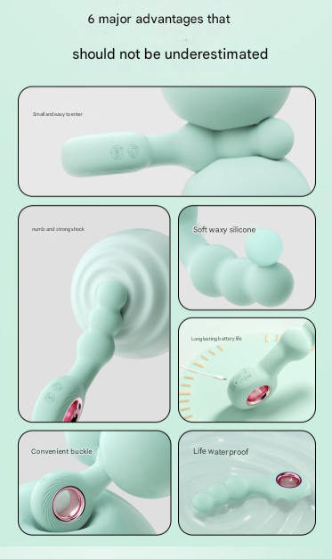 Purple Handheld G-Spot & Prostate Massager with Beads- (USB Rechargeable)